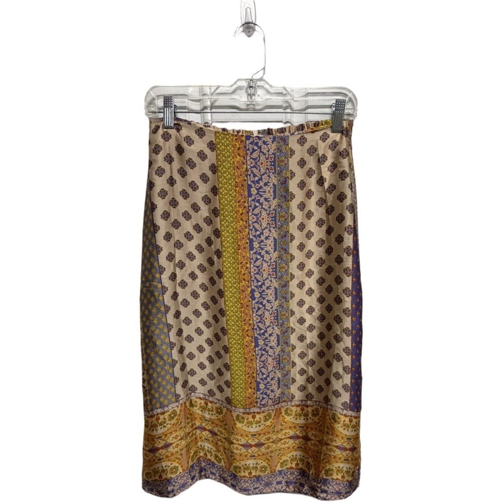 Dress Forum Patchwork Paisley Slip Midi Dress Size Small Boho Satin Scarf Print